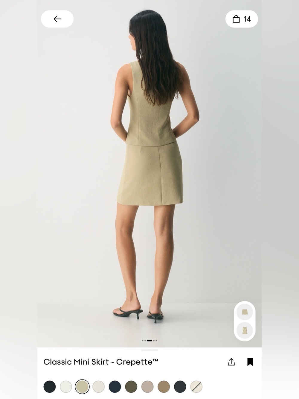 Aritzia Wilfred Crepette Mini Skirt – Martini Olive – Size 8 - Picture 6 of 12